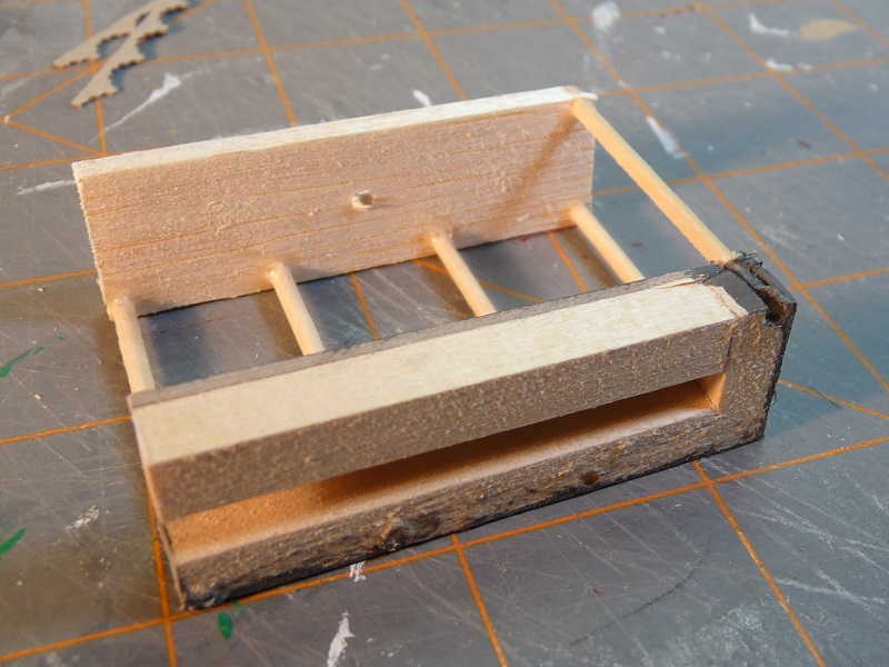 Bottom of porch showing balsa wood