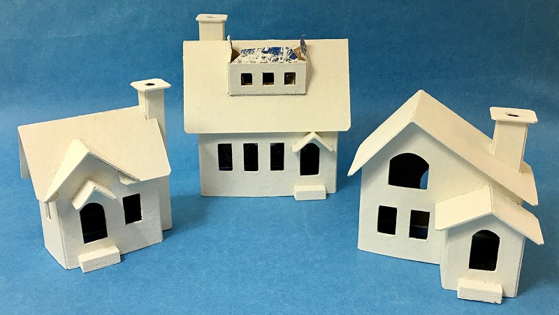 roof of center house will be added after paint, glitter and windows installed in dormer...