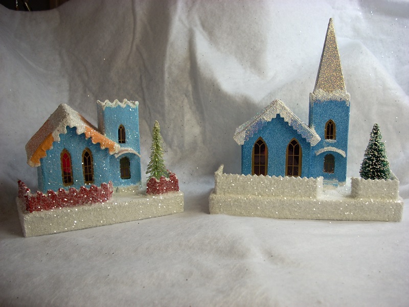 The Church on the left is the old putz Church I restored. The new Church is on the right.