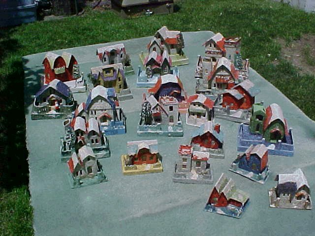 group of Christmas village houses