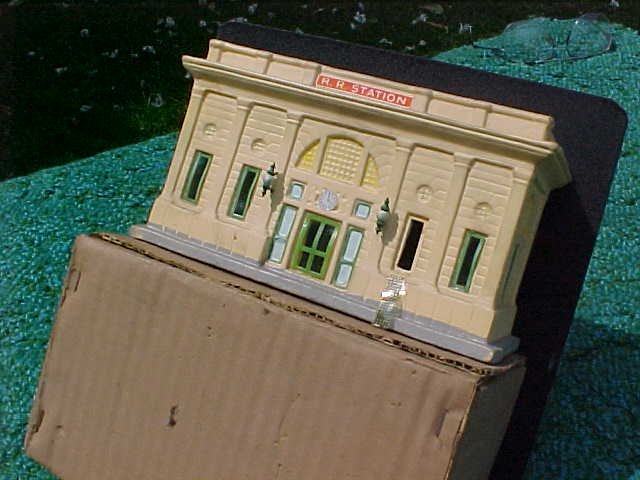 Rare Japanese plaster compostion train layout 
station