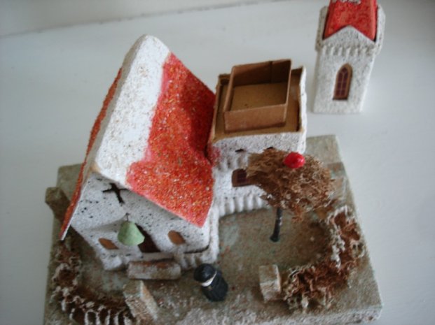 Antique Christmas village putz house collectible