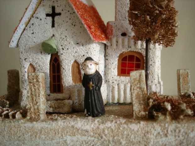 Antique Christmas village putz house collectible