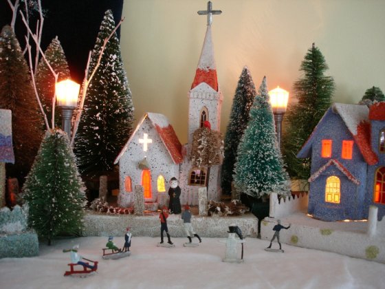 Antique Christmas village putz house collectible