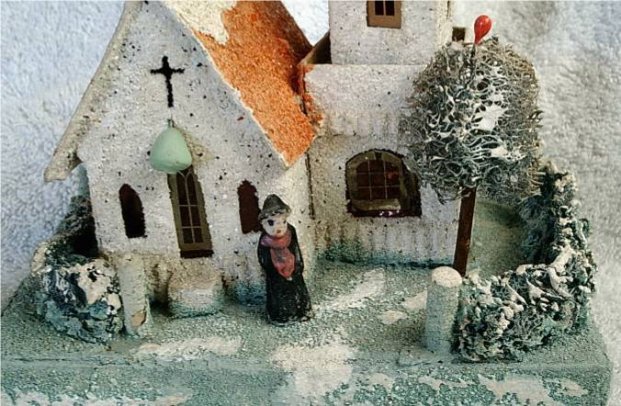 Antique Christmas village putz house collectible