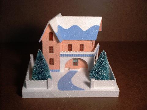 New cardboard Christmas putz house for sale