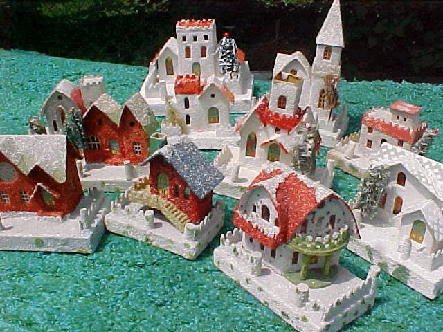 group of mid-1930s Christmas village houses