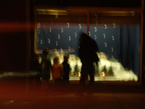 Xmas village store window