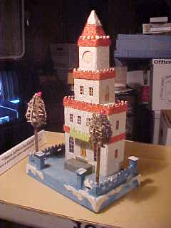 Christmas putz clock 
house Japan