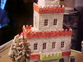 Christmas putz 
house with clock