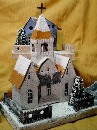 Antique Christmas village putz house collectible