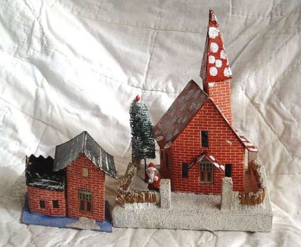 Antique Christmas village putz house collectible