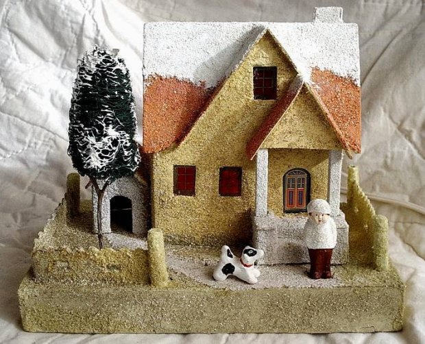 Antique Christmas village putz house collectible