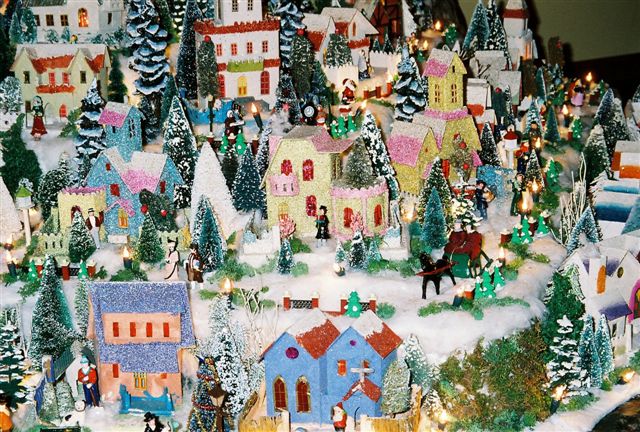Christmas village houses putz display