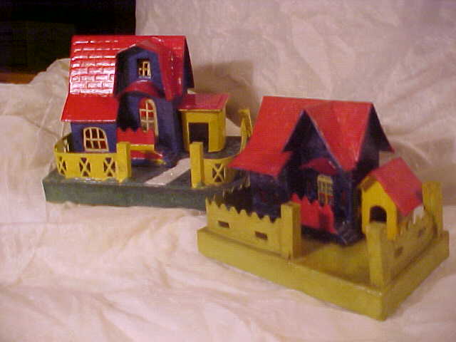 Antique Christmas Collectible cardboard village putz 
house