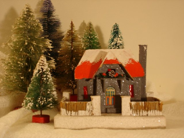 Antique Christmas village putz house collectible