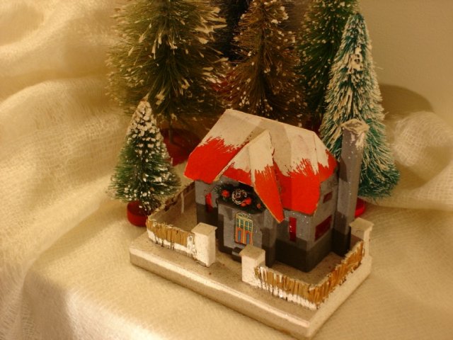 Antique Christmas village putz house collectible