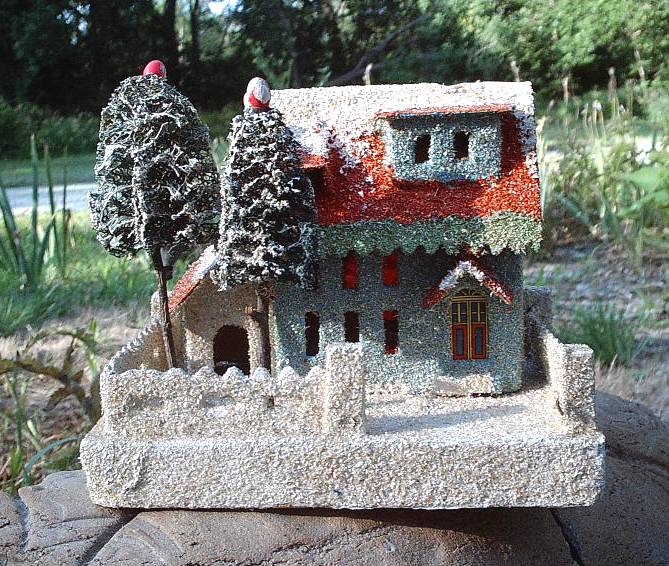 Antique Collectible Made in Japan cardboard Christmas 
putz village house