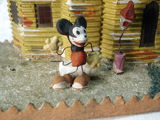 Antique Mickey mouse Christmas Village Putz House