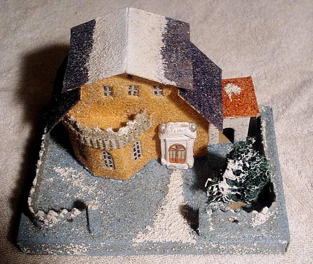 Antique Christmas Collectible cardboard village putz 
house