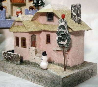 restored snow village putz houses