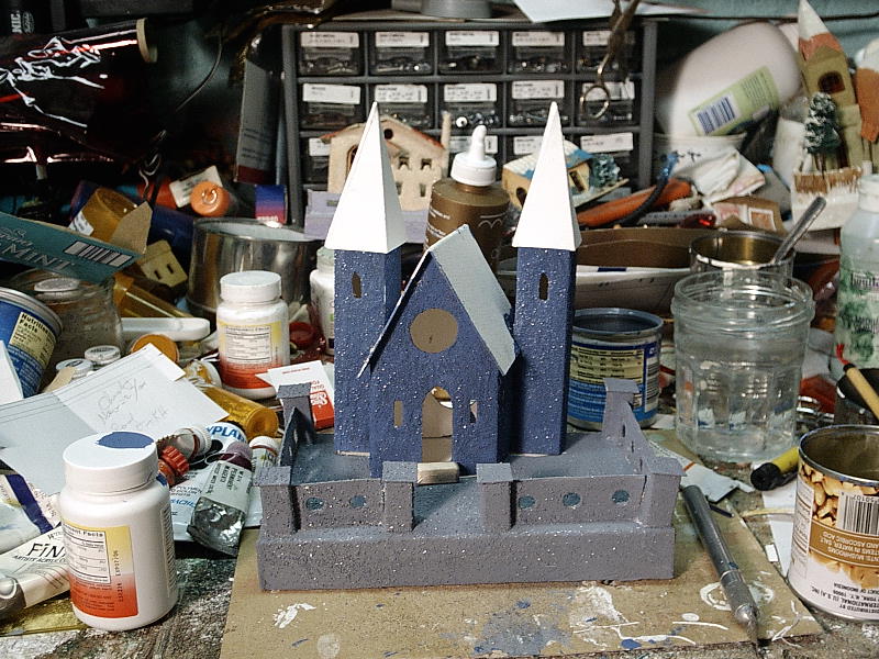 Christmas putz church steeple 
reconstruction