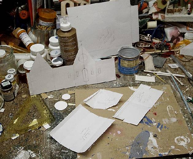 Christmas putz church steeple 
reconstruction