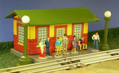 American Flyer-inspired station with O-scale accessories