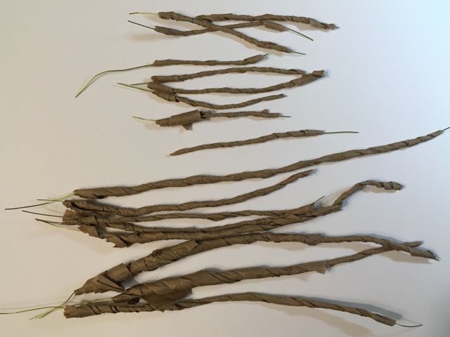 Complete set of brown paper wrapped wire. This makes a pretty big tree.