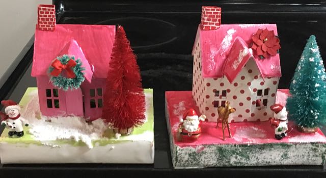 Houses made by two teenage best friends. They are sitting on the oven where we gently dried the paint.