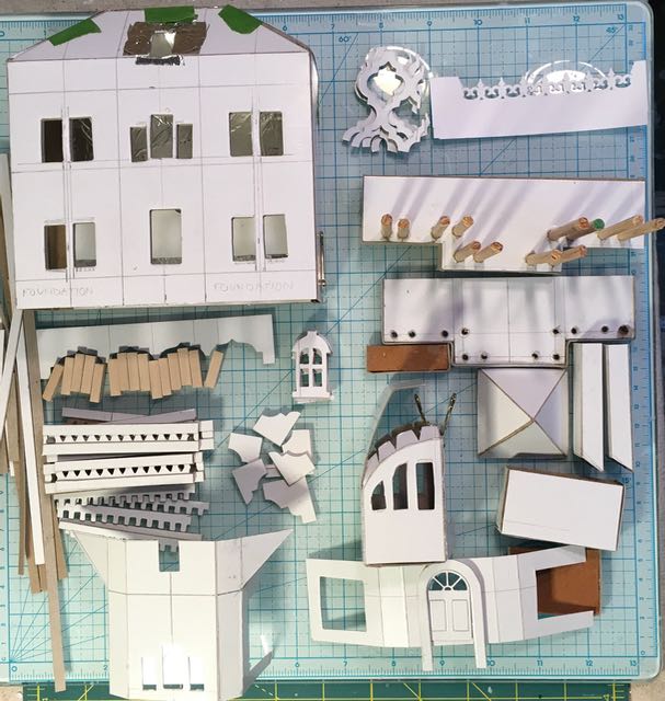 Many, many pieces that needed painting for the Wilkins House