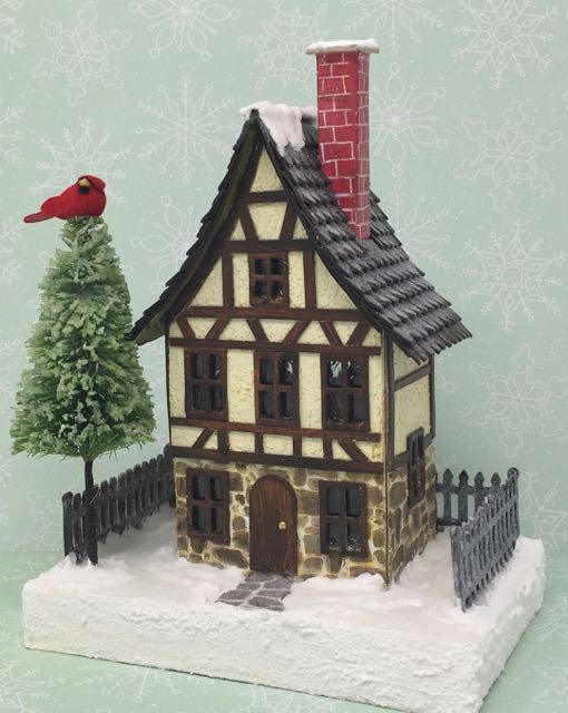 German Half-Timbered Christmas Paper house green.jpg