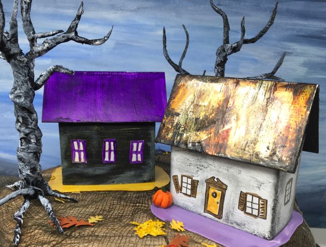 Halloween Paper House 2 rusted roof purple roof.jpg