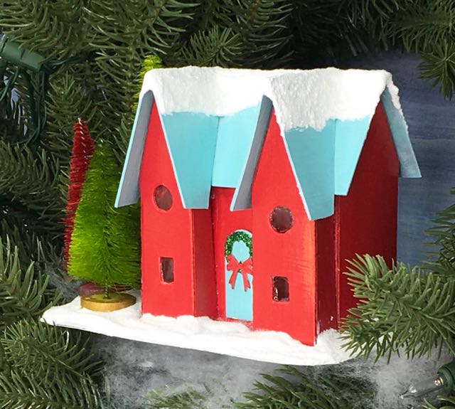 Happy Holiday Putz House glitter house in wreath.jpg