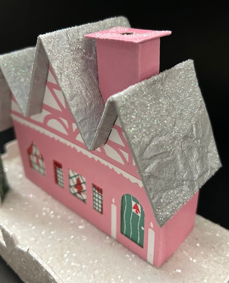 crinkled scrapbooking paper and extra fine glitter roof.jpg