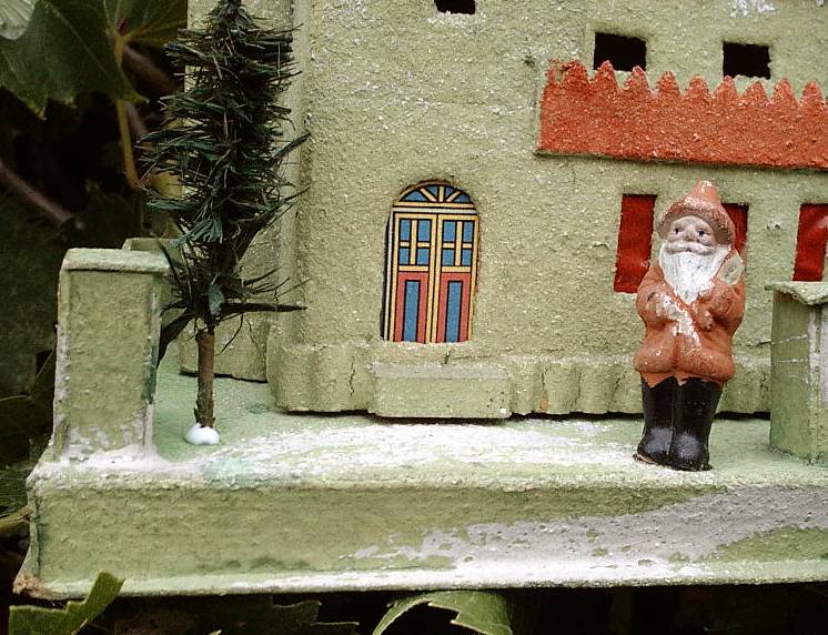 Antique Christmas Collectible cardboard village putz 
house