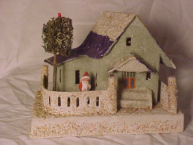 Antique Christmas Collectible cardboard village 
putz house