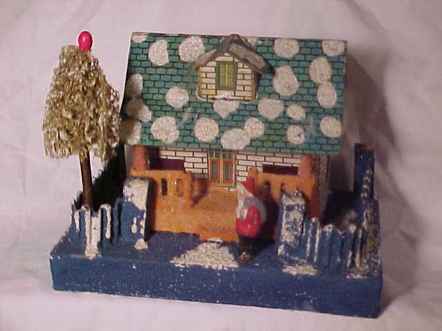 Antique Christmas Collectible cardboard village putz house