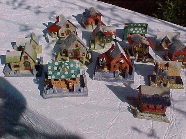 1928-30 carboard Christmas village houses made in 
Japan